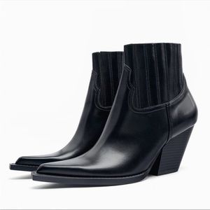 Zara NEW heeled cowboy ankle boots